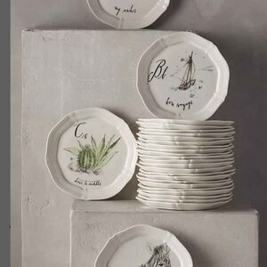 ANTHROPOLOGIE Linea Carta Monogram Canapé Plate- Discontinued